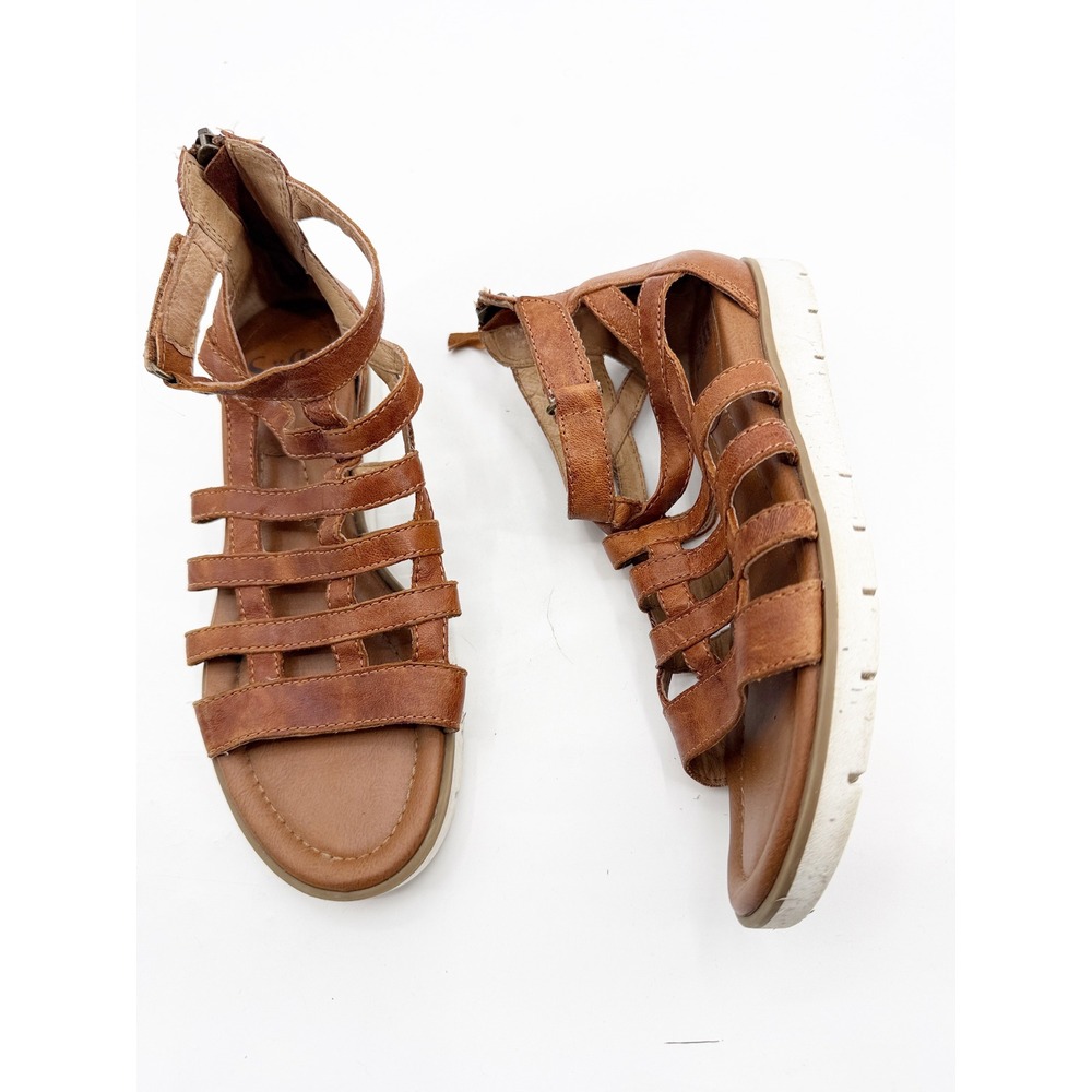 Sofft Womens Cognac Leather Gladiator Sandals Sporty Platform Sole 7M